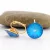 Tengerkék Swarovski kristállyal díszített aranyszínű antiallergén fülbevaló