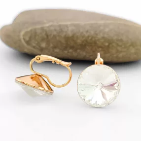   Fehér Swarovski kristállyal díszített aranyszínű antiallergén fülbevaló