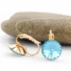 Égszínkék Swarovski kristállyal díszített aranyszínű antiallergén fülbevaló