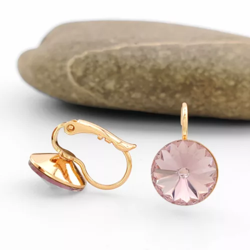 Málya színű Swarovski kristállyal díszített aranyszínű antiallergén fülbevaló