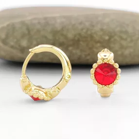   Bordó Swarovski kristállyal díszített aranysárga antiallergén fülbevaló
