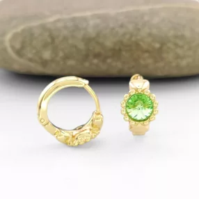   Almazöld Swarovski kristállyal díszített antiallergén fülbevaló