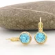Égszínkék Swarovski kristállyal díszített aranysárga színű antiallergén fülbevaló