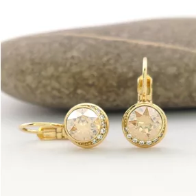   Napsárga Swarovski kristállyal díszített aranysárga színű antiallergén fülbevaló