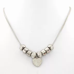   Ezüstszínű nemesacél pandora jellegű nyaklánc szív charmmal