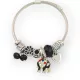 Ezüstszínű nemesacél pandora jellegű karperec szerencse elefánt charmmal