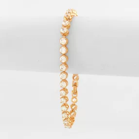 Aranyszínű nemesacél karkötő fehér kristályokkal