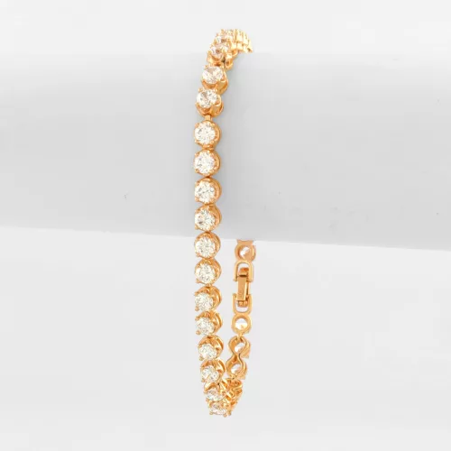 Aranyszínű nemesacél karkötő fehér kristályokkal