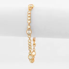 Aranyszínű antiallergén karkötő fehér kristályokkal