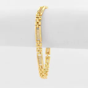   Aranysárga színű antiallergén karkötő fehér kristályokkal