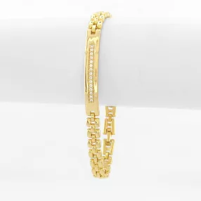   Aranysárga színű antiallergén karkötő fehér kristályokkal