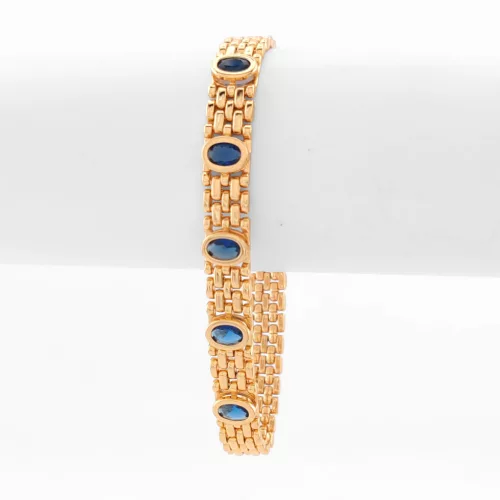 Aranyszínű antiallergén karkötő királykék kristályokkal