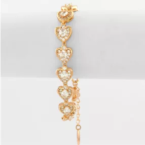   Aranyszínű antiallergén szívecske karkötő fehér kristályokkal