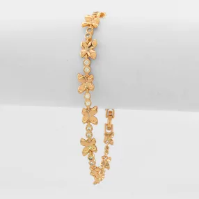   Aranyszínű antiallergén pillangó karkötő fehér kristályokkal