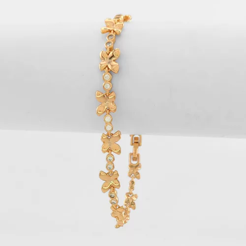 Aranyszínű antiallergén pillangó karkötő fehér kristályokkal