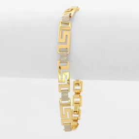   Aranysárga-ezüst színű antiallergén karkötő görög mintával