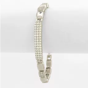 Ezüstszínű antiallergén karkötő fehér kristályokkal