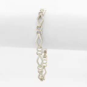 Ezüstszínű antiallergén karkötő fehér kristályokkal