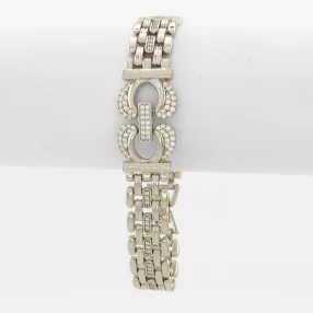 Ezüstszínű antiallergén karkötő fehér kristályokkal