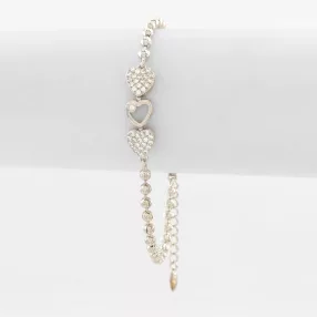   Ezüstszínű antiallergén szívecske karkötő fehér kristályokkal