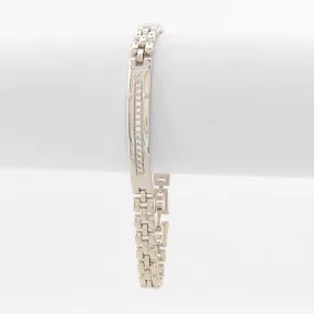 Ezüstszínű antiallergén karkötő fehér kristályokkal