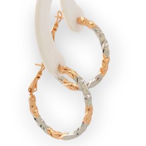 Arany-ezüstszínű antiallergén csavart karika fülbevaló