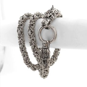Ezüstszínű nemesacél nyaklánc sárkány fej csattal