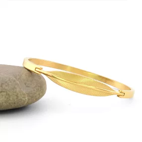 Aranyszínű nemesacél levél karperec