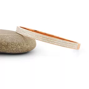 Rose gold színű nemesacél karperec fehér kristályokkal