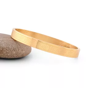 Aranyszínű nemesacél karperec görög mintával