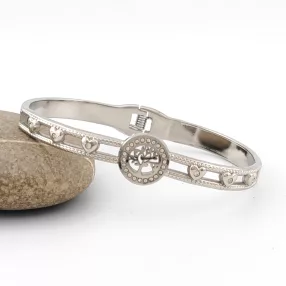   Ezüstszínű nemesacél karperec életfa és szív motívumokkal