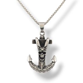 Ezüstszínű nemesacél horgony medál