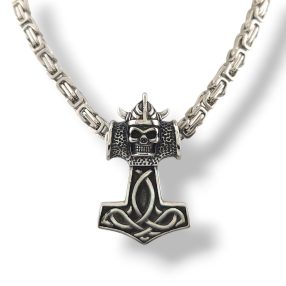 Ezüstszínű nemesacél Thor kalapácsa medál