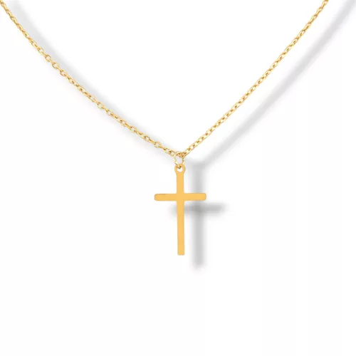 Aranyszínű nemesacél nyaklánc kereszt medállal