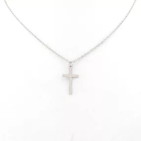 Ezüstszínű nemesacél nyaklánc kereszt medállal