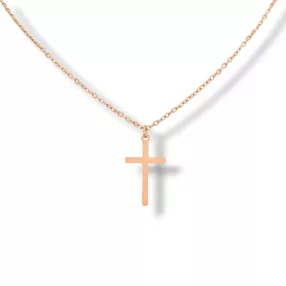 Rose gold színű nemesacél nyaklánc kereszt medállal