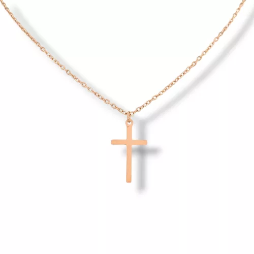 Rose gold színű nemesacél nyaklánc kereszt medállal