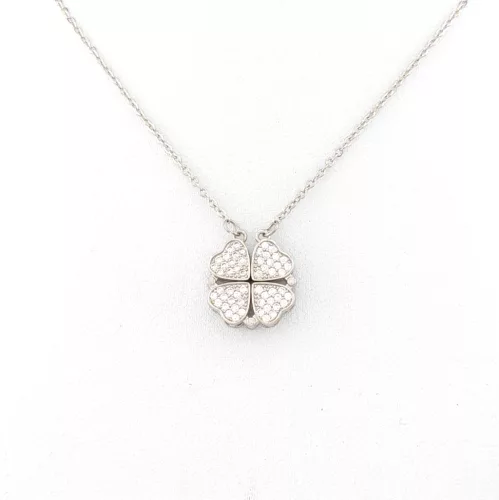 Ezüstszínű nemesacél nyaklánc variálható szív medállal