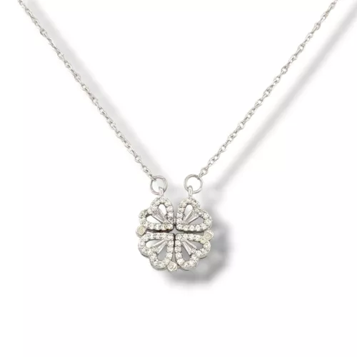 Ezüstszínű nemesacél nyaklánc variálható szív medállal