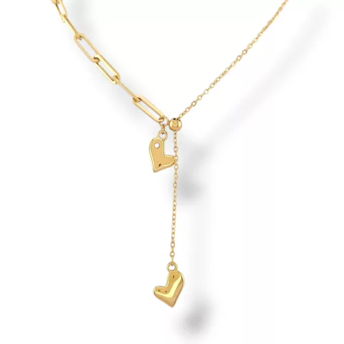 Aranyszínű nemesacél nyaklánc szív medálokkal