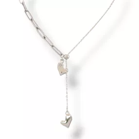 Ezüstszínű nemesacél nyaklánc szív medálokkal