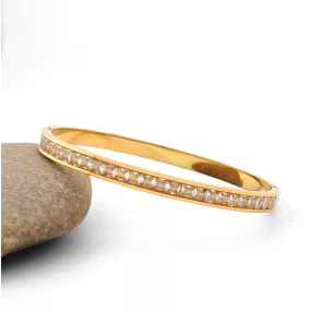 Aranyszínű nemesacél karperec fehér kristályokkal