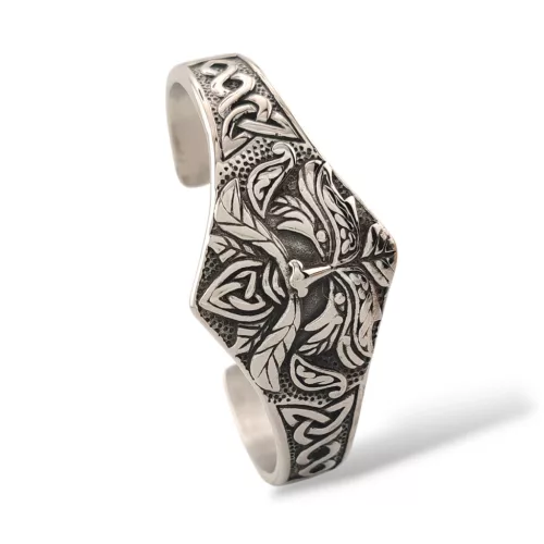 Ezüstszínű nemesacél viking karperec