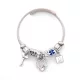 Ezüstszínű pandora jellegű karperec szív, lakat és kulcs charmokkal