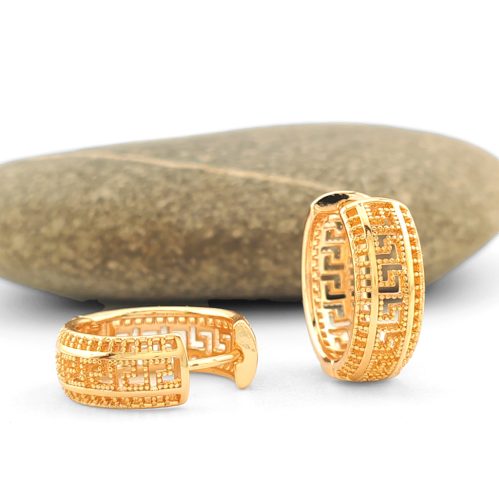 Aranyszínű antiallergén fülbevaló görög mintával