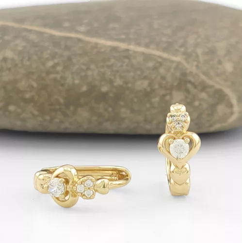 Aranysárga színű antiallergén szívecske fülbevaló