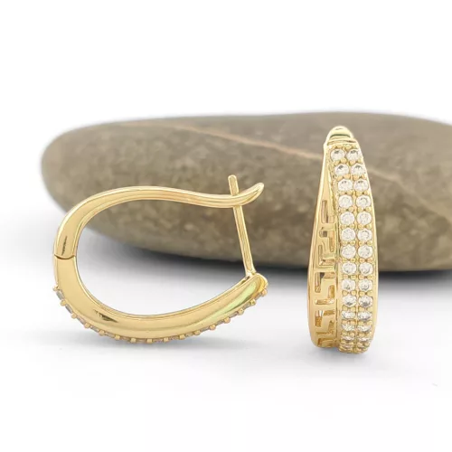 Aranysárga színű antiallergén fülbevaló görög mintával