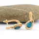 Égszínkék Swarovski kristállyal díszített aranyszínű antiallergén fülbevaló