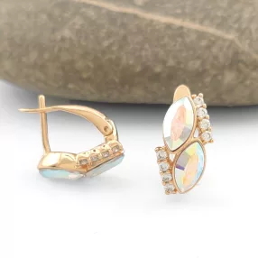   Színjátszós Swarovski kristállyal díszített aranyszínű antiallergén fülbevaló