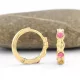 Rózsaszín Swarovski kristállyal díszített aranysárga színű antiallergén fülbevaló